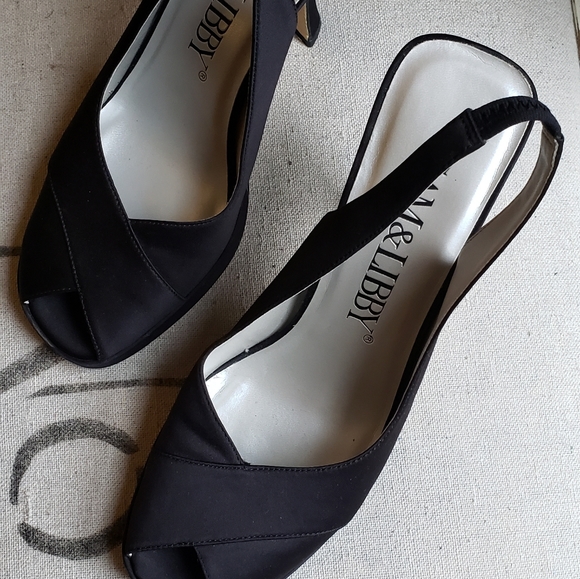 Sam and Libby black open toe slingback heels 7.5 - Picture 3 of 7